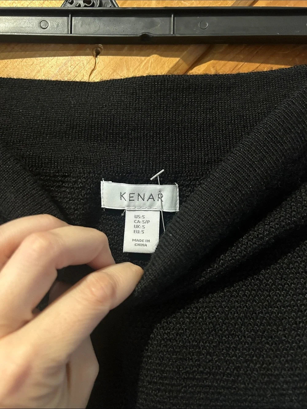 Kenar black wool-blend knit pencil skirt